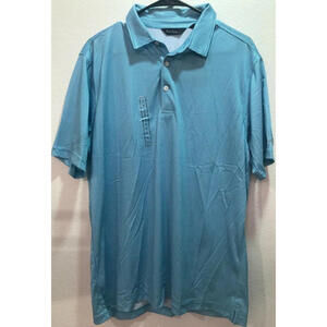 Men's Walter Hagen Houndstooth Polo White teal Golf Shirt Size Medium